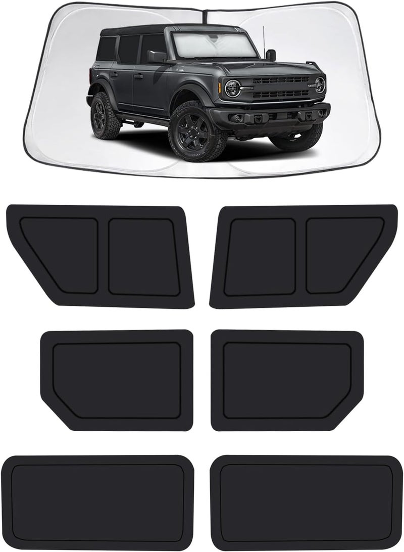 FSHAANY'S Car Window Shades for Ford Bronco（4-Door，no for Sport） 2021-2025, Full Car Window Covers for Privacy, Sunshades for Bronco Front Rear Windshield Side Windows to Block UV and Protect Privacy(7pcs) - Image 1